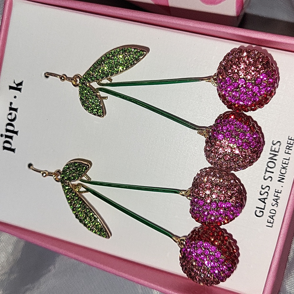 Cherry 🍒 gem dangle earrings BNIB